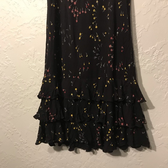 Juicy Couture Black Floral Mini Dress S Frilly Hem - Picture 4 of 8